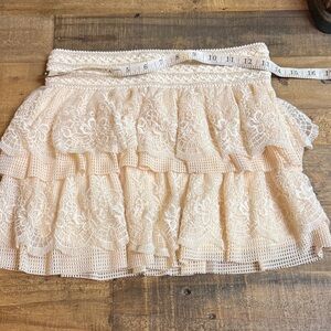 Raga Elegant Lace Tiered Skirt - Cream